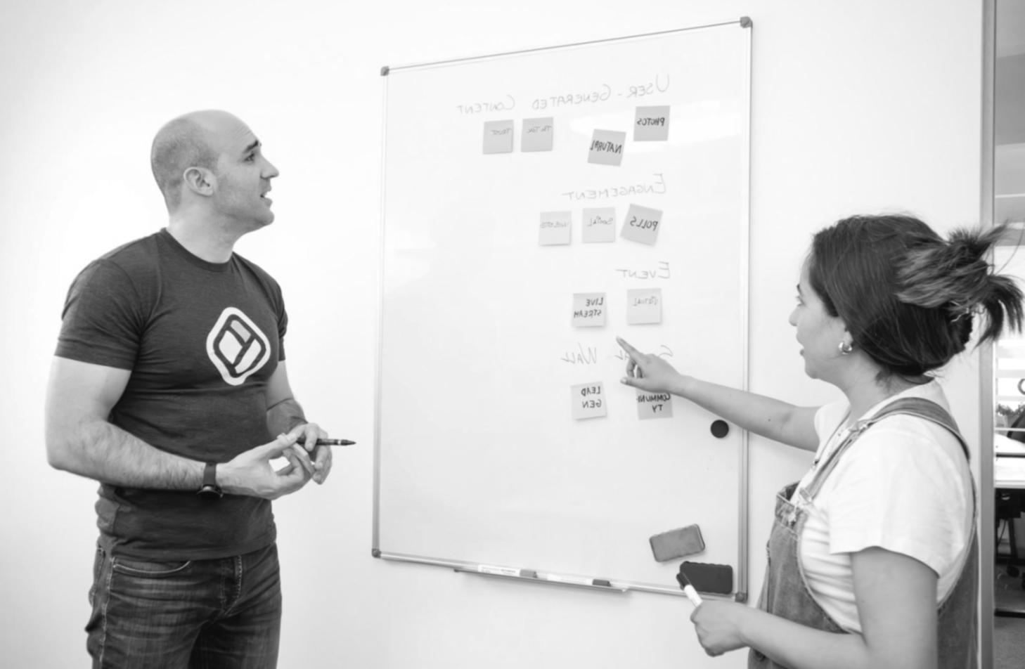 Modern office environment with collaborative planning tools